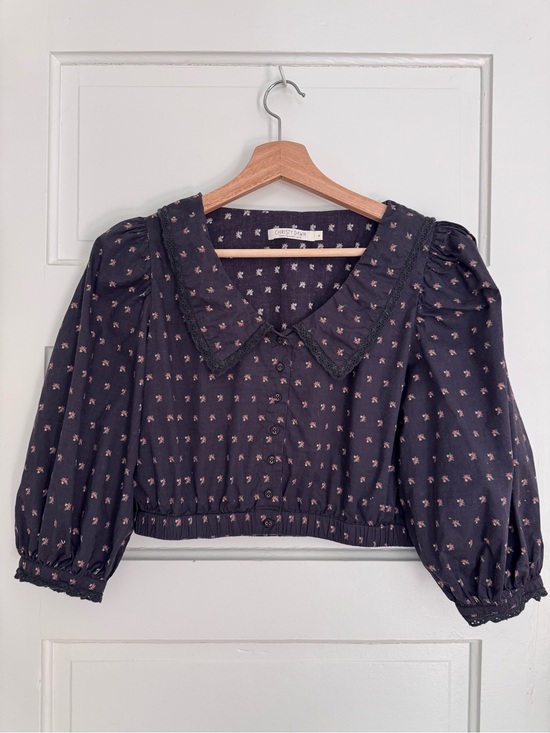 Christy Dawn Tops - CHRISTY DAWN Black Blouse with Pink Floral Print